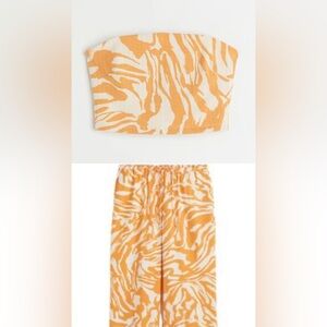 H&M Light Orange Zebra pattern Two Piece Set